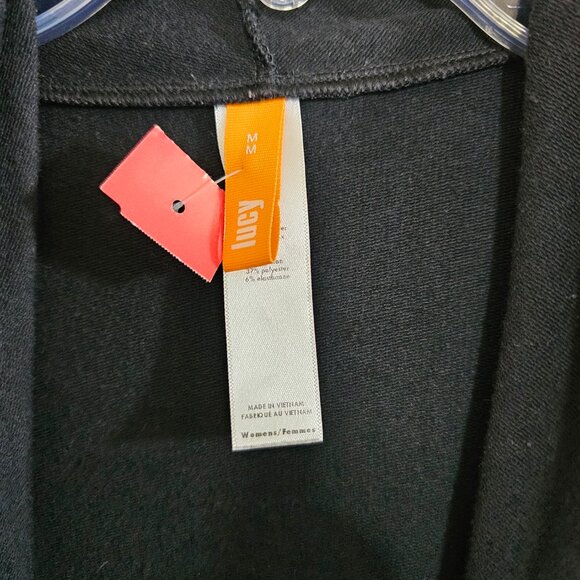 LUCY Black Open Front Athletic Sweatshirt Cardigan~Size  M - Picture 8 of 11